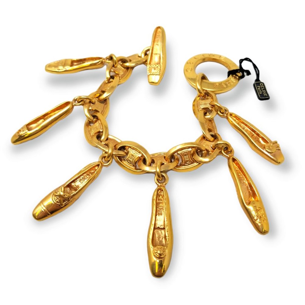 CELINE Golden Shoes Charm Bracelet, Vintage, Very Rare